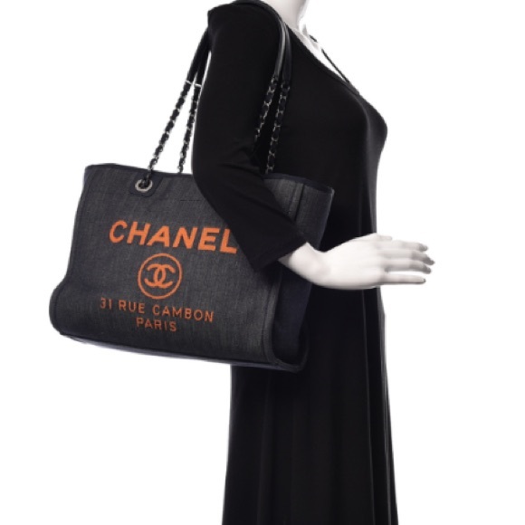 CHANEL Handbags - CHANEL Denim Deauville Tote Bag Handbag Purse Shopper with Box and Dustbag